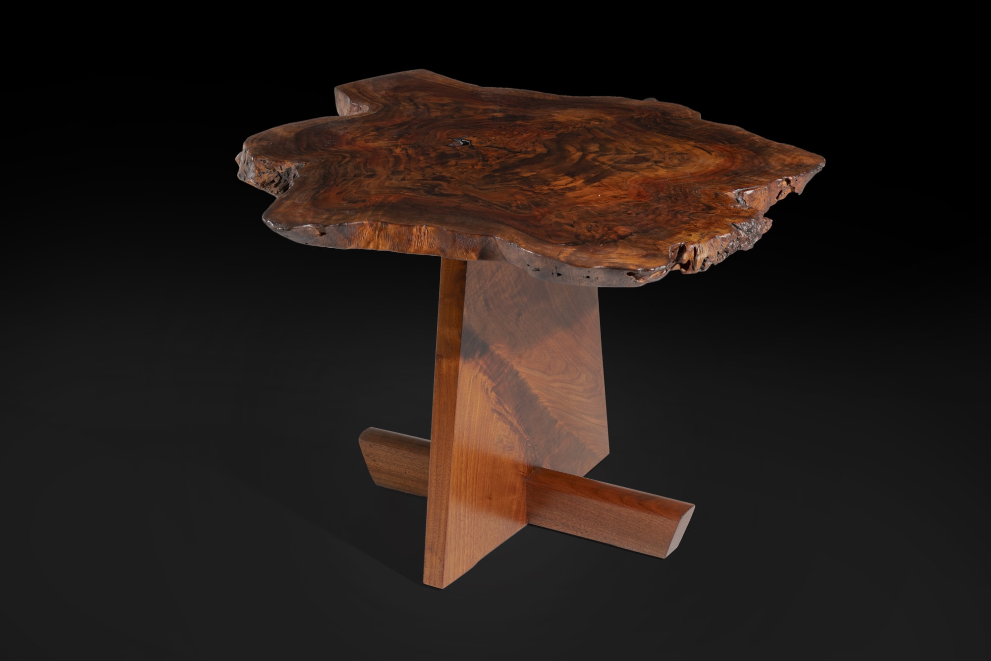 George Nakashima, Odakyu end table with a Minguren I base, 1989