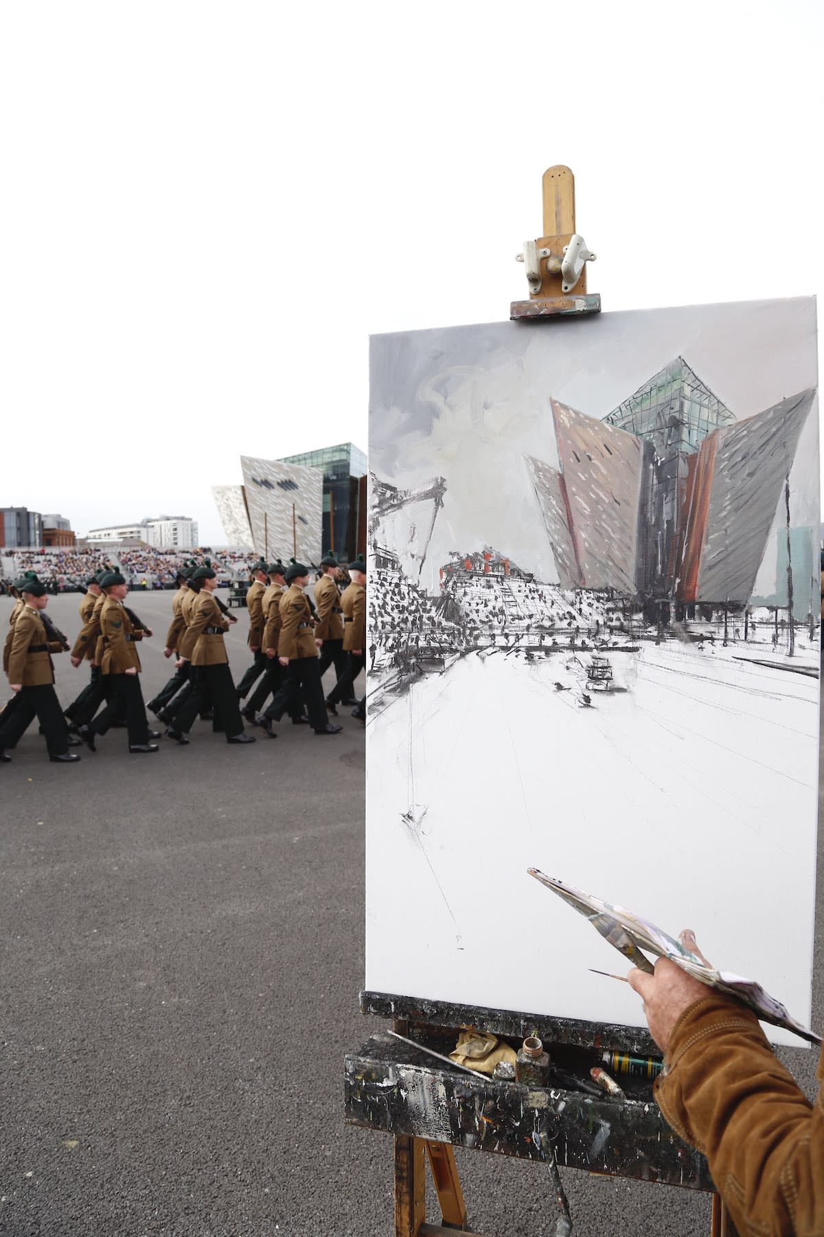 22 SEPTEMBER 2018 TITANIC SLIPWAYS, BELFAST Royal Irish Regiment, Presentation of New Colours 2018 RIR commission painting photo: Colm Murphy