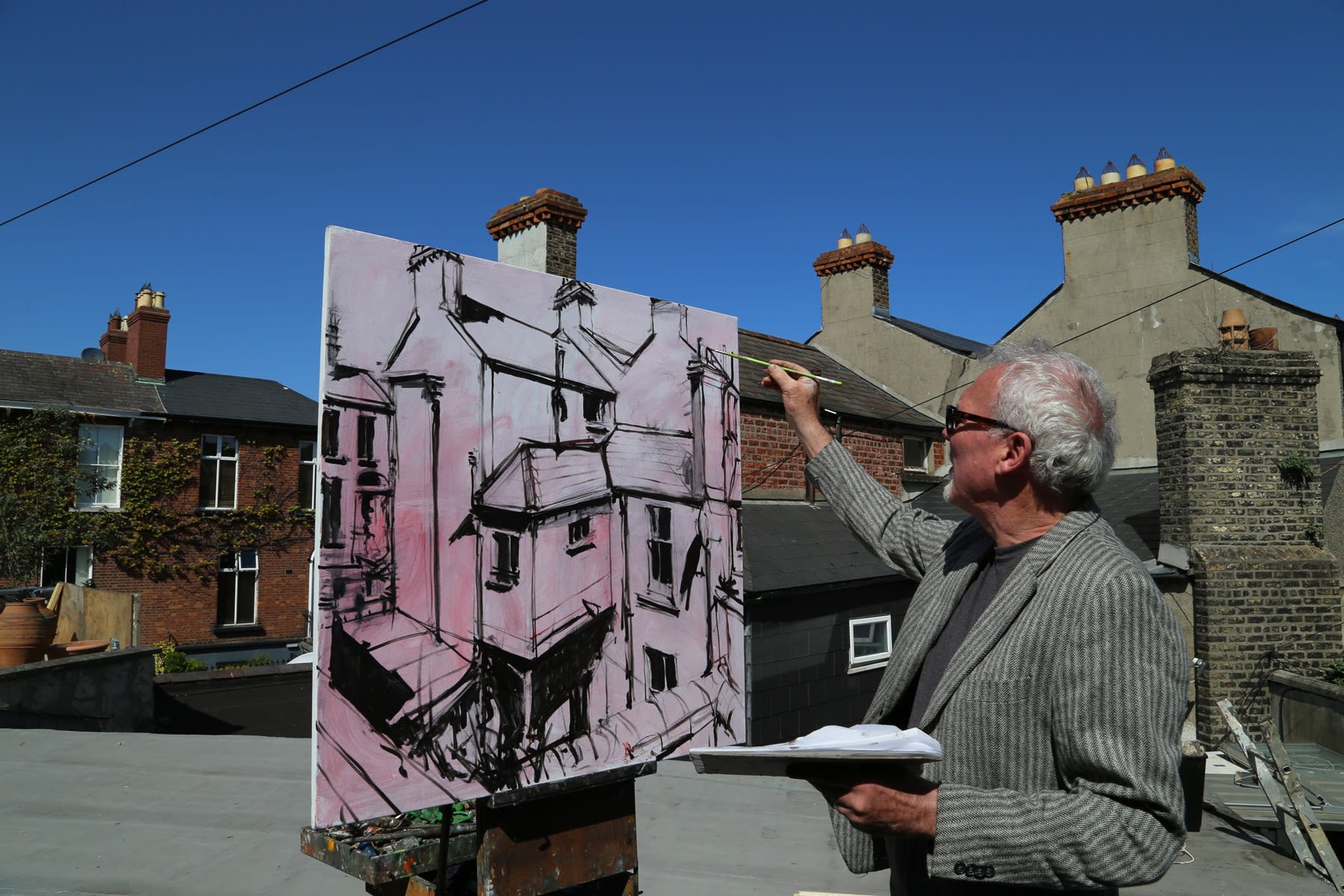 15 APRIL 2020 THE GERARD BYRNE STUDIO, RANELAGH, DUBLIN Gallery Rooftop Clear Skies Ahead photo: Agata Byrne