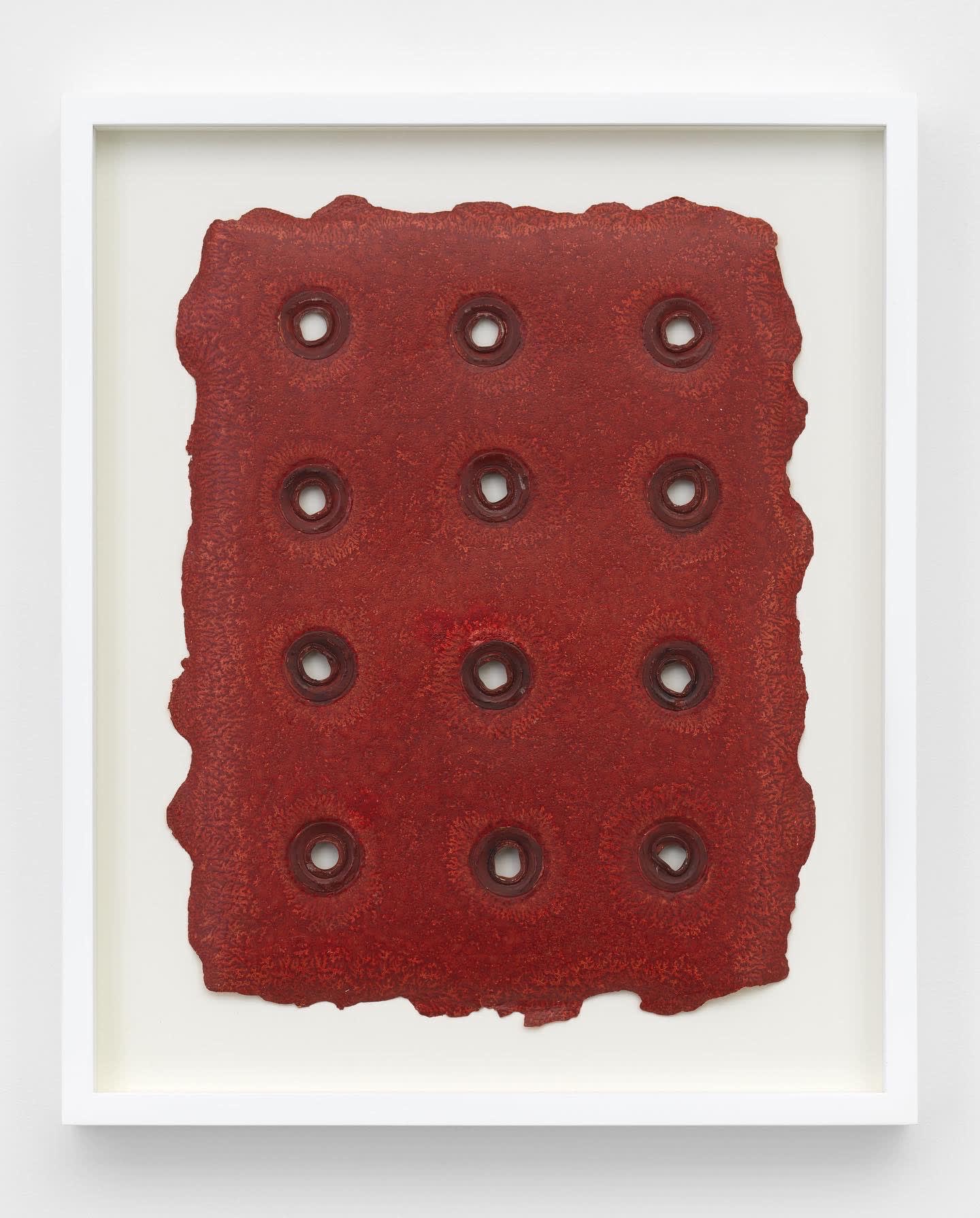 Harmony Hammond Rims (Dark Red on Light Red), 2011 Signed and dated on verso Monotype on grommeted Twinrocker paper 32.38 x 25.4 cm 12 5/8 x 10 in