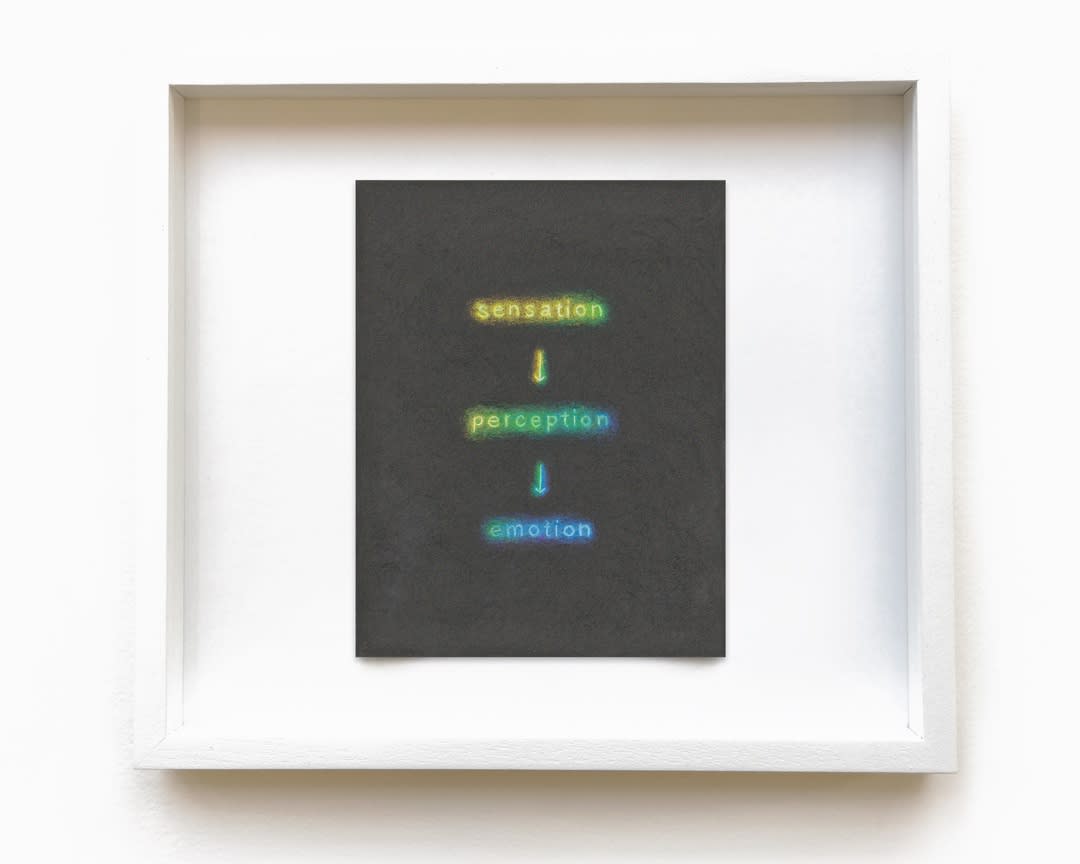 Pedro Ruxa This is real , 2019 Colored pencil on black paper 15 x 11 cm (5 7/8 x 4 3/8 in)