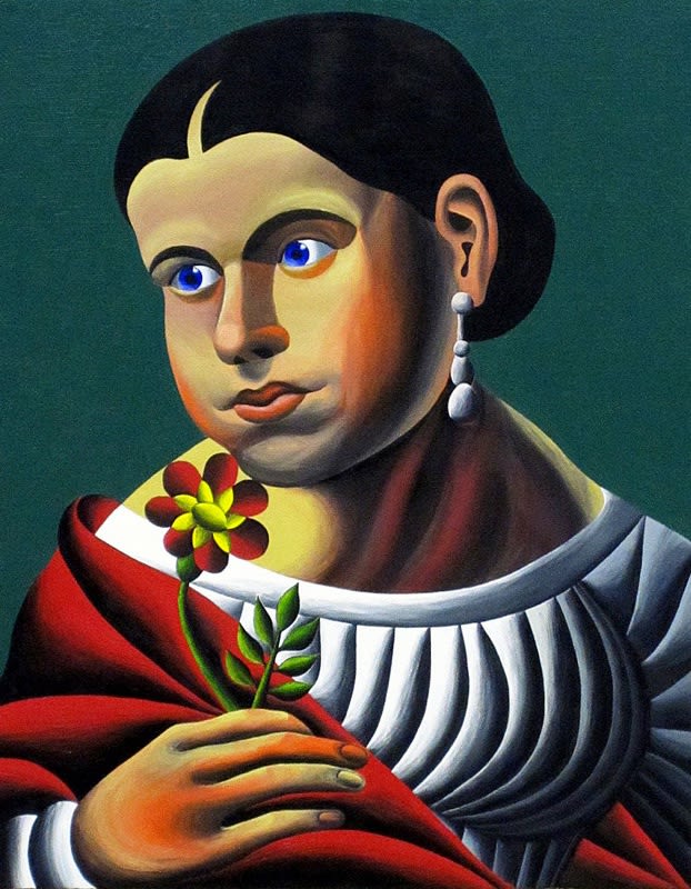 Oleg Khvostov "Girl with a Flower", oil on canvas, 55х70 cm, 2010