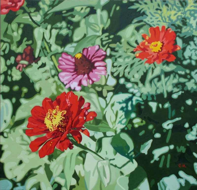 Oleg Maslov. CONEFLOWERS AND ZINNIAS