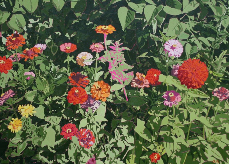 Oleg Maslov. CONEFLOWERS AND ZINNIAS