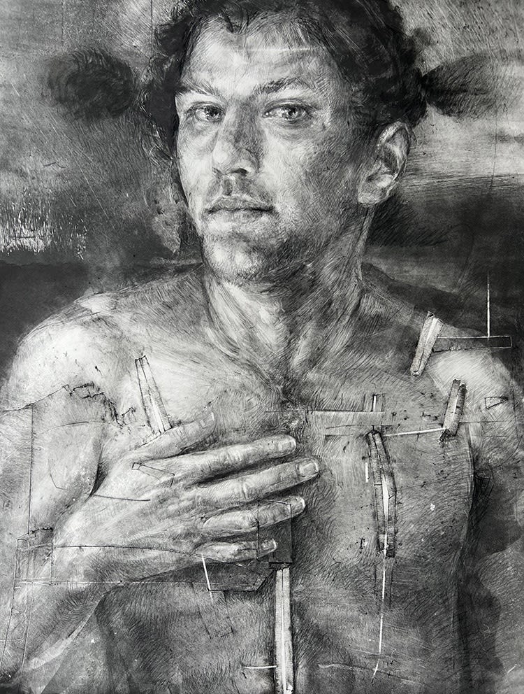 Perforate, Monotype, Prismacolor, Arches 88, 24" x 18", Keith Perelli