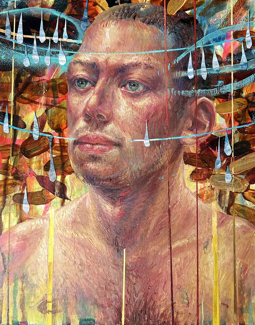 Crying Underneath My Skin (2024) 8" x 10", acrylic and oil on panel Price: $1200 Keith Perelli