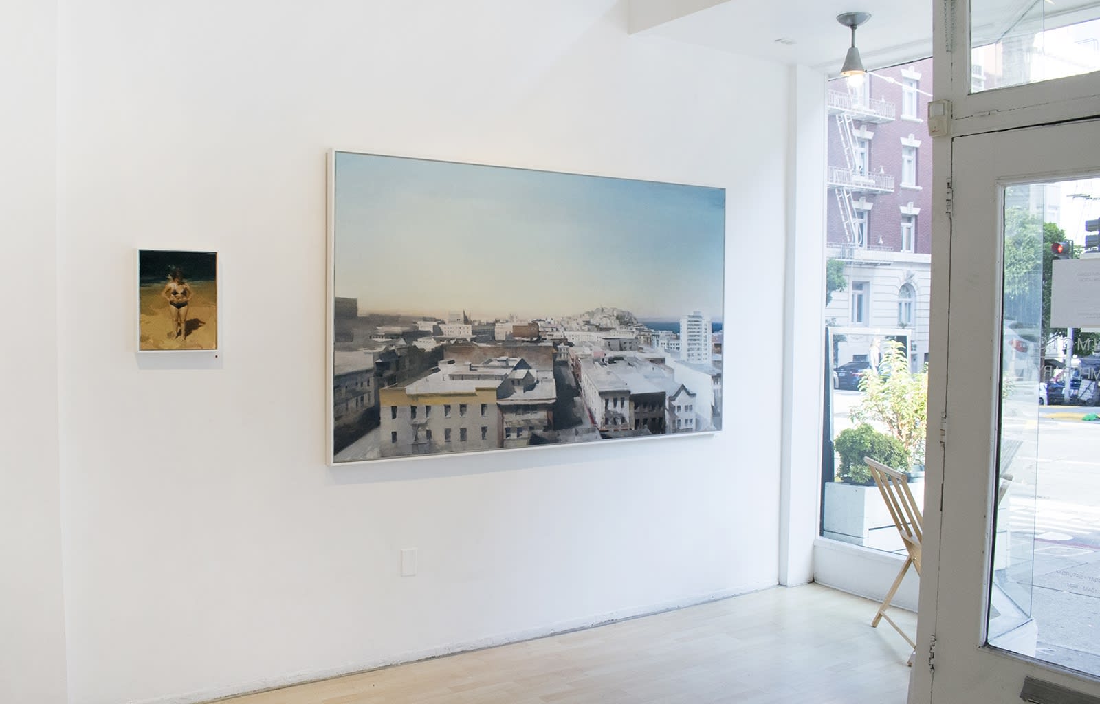 Installation view of oil paintings from Kim Cogan's solo show "Evergreen"