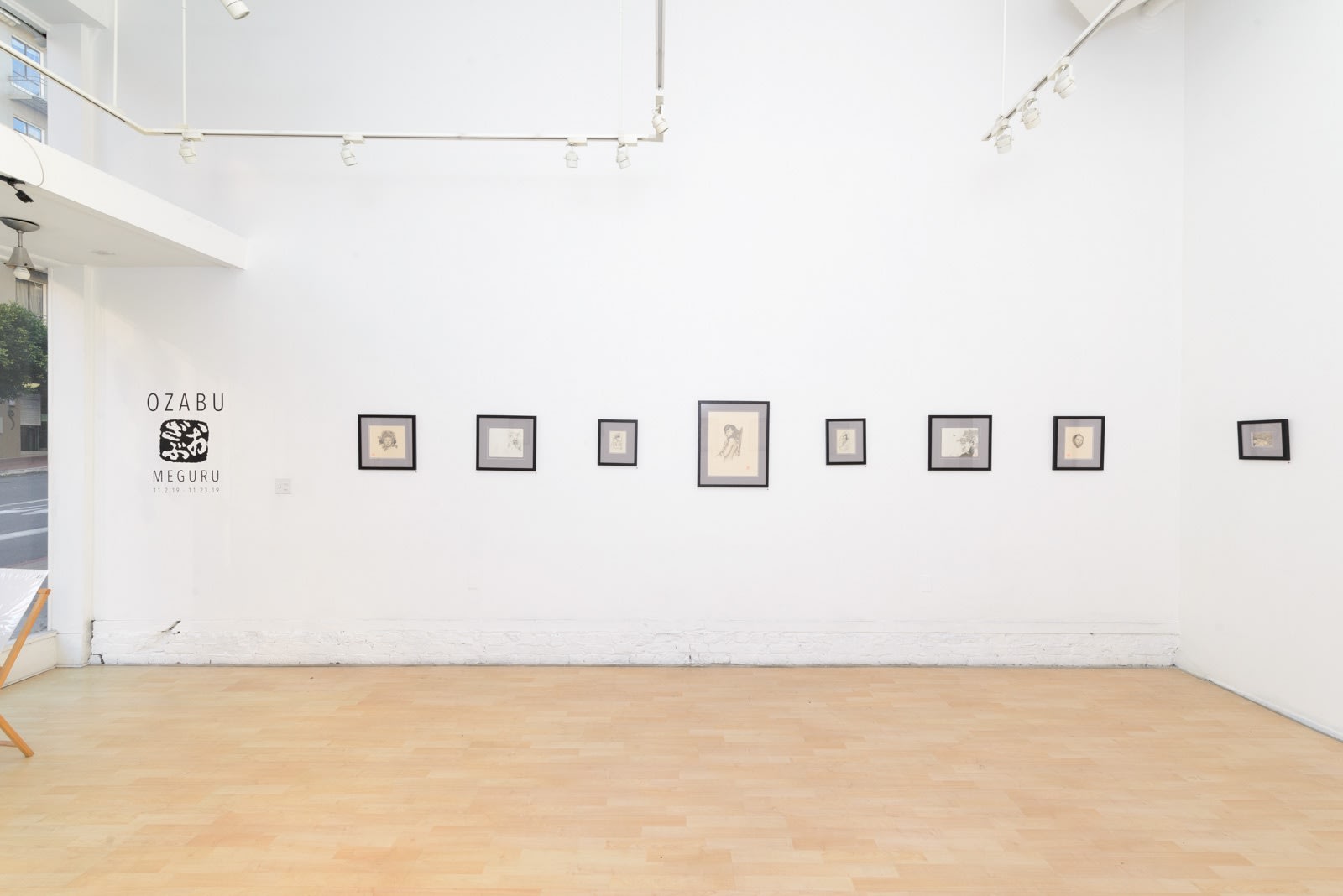 Installation view of artist Ozabu's solo exhibition Meguru at Hashimoto Contemporary, San Francisco.