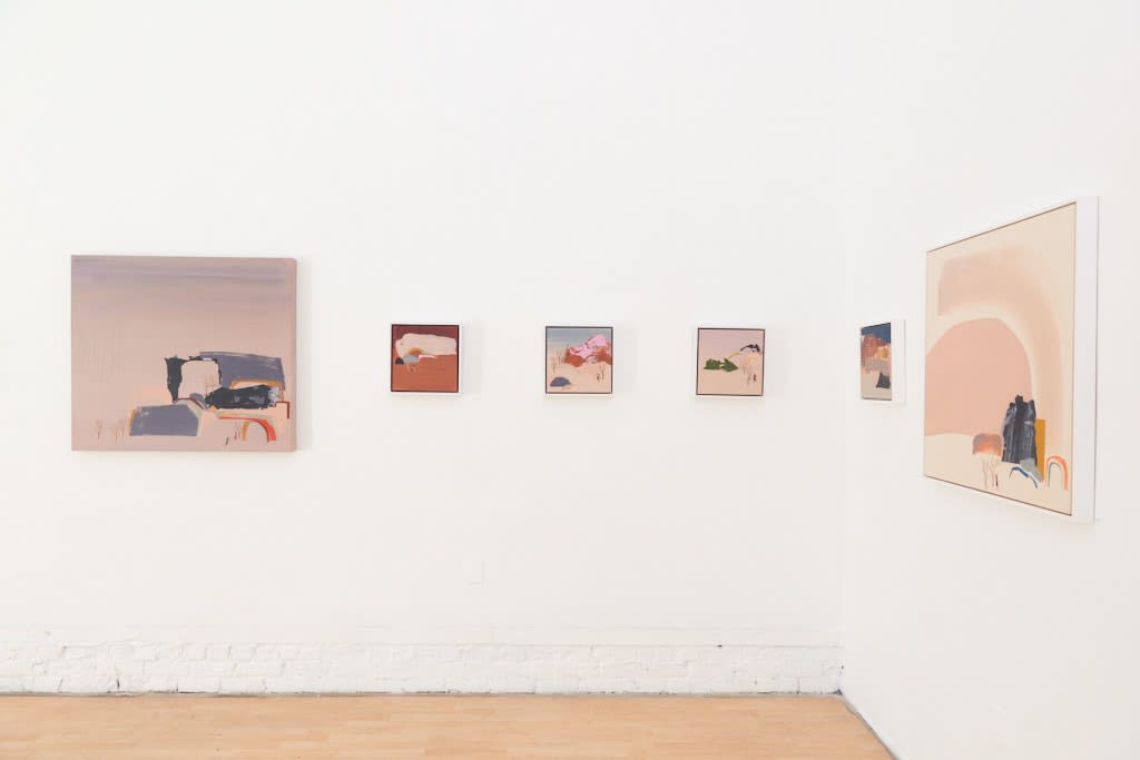 Seonna Hong "Things Will Get Better" installation view at Hashimoto San Francisco featuring paintings on walls