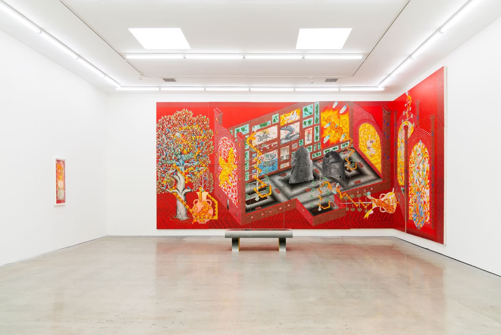 Installation shot of Andrew Schoultz Decade: 2011 - 2021 at Hashimoto Contemporary Los Angeles
