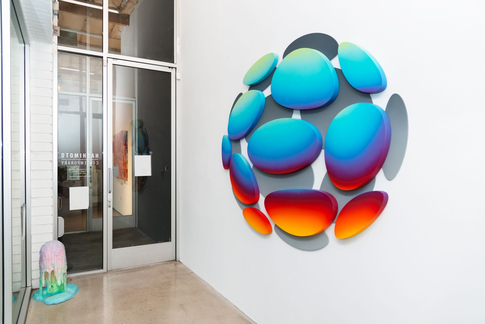 Installation shot of Jan Kaláb's painting Hollow Planet.