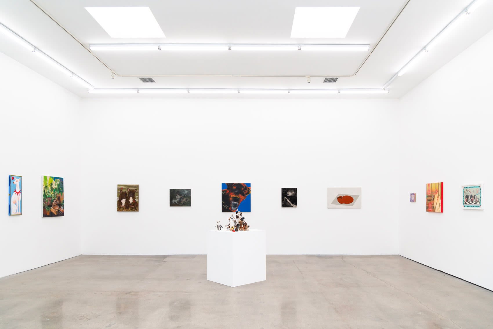 Installation photo of For the Love of Dogs group exhibition at Hashimoto Contemporary LA 