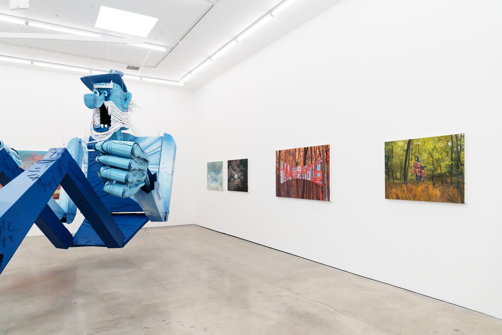 Installation image of at Hashimoto Contemporary Los Angeles of Wayne White's exhibition Jumping From Ice Floe to Ice Floe