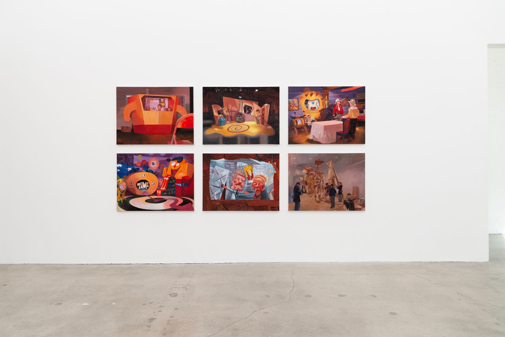 Installation image of at Hashimoto Contemporary Los Angeles of Wayne White's exhibition Jumping From Ice Floe to Ice Floe