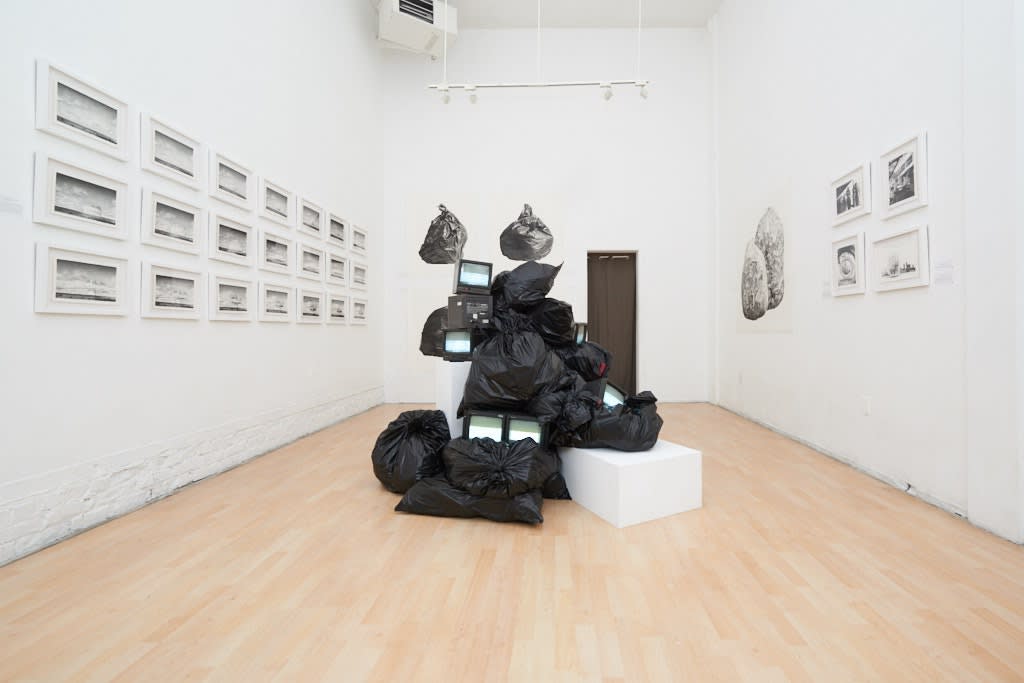 Installation image from Joel Daniel Phillips' "Hazards May Be Present II" at Hashimoto Contemporary SF