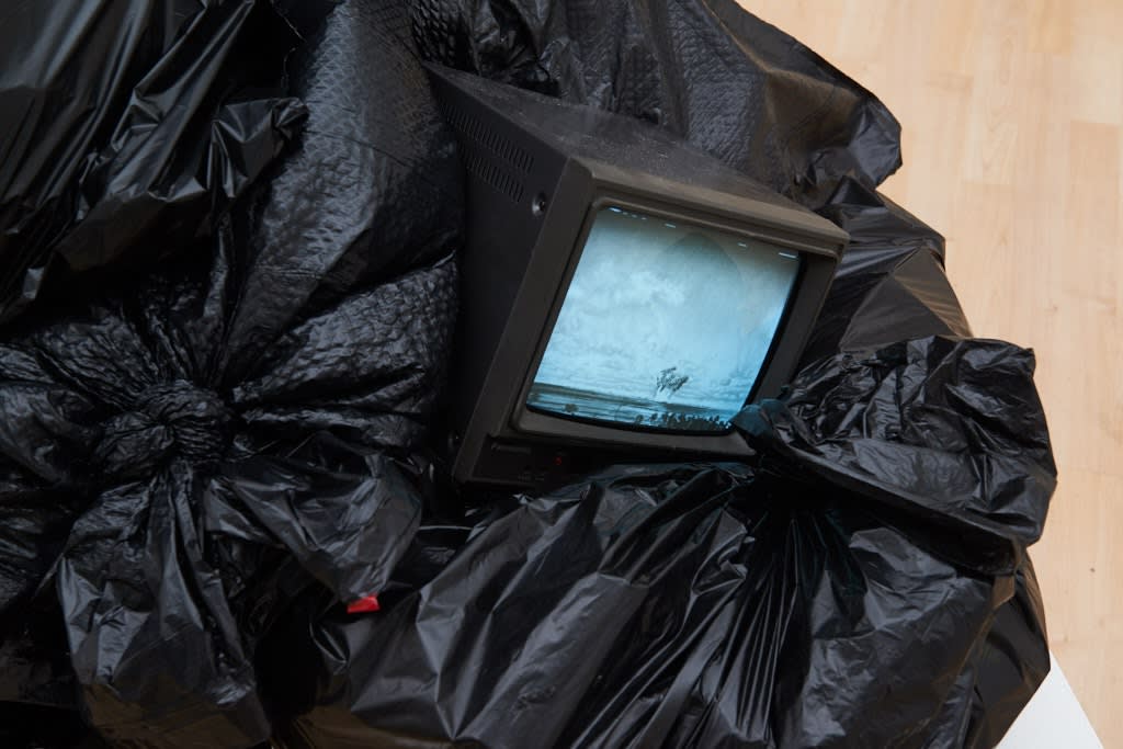 Installation image from Joel Daniel Phillips' "Hazards May Be Present II" at Hashimoto Contemporary SF