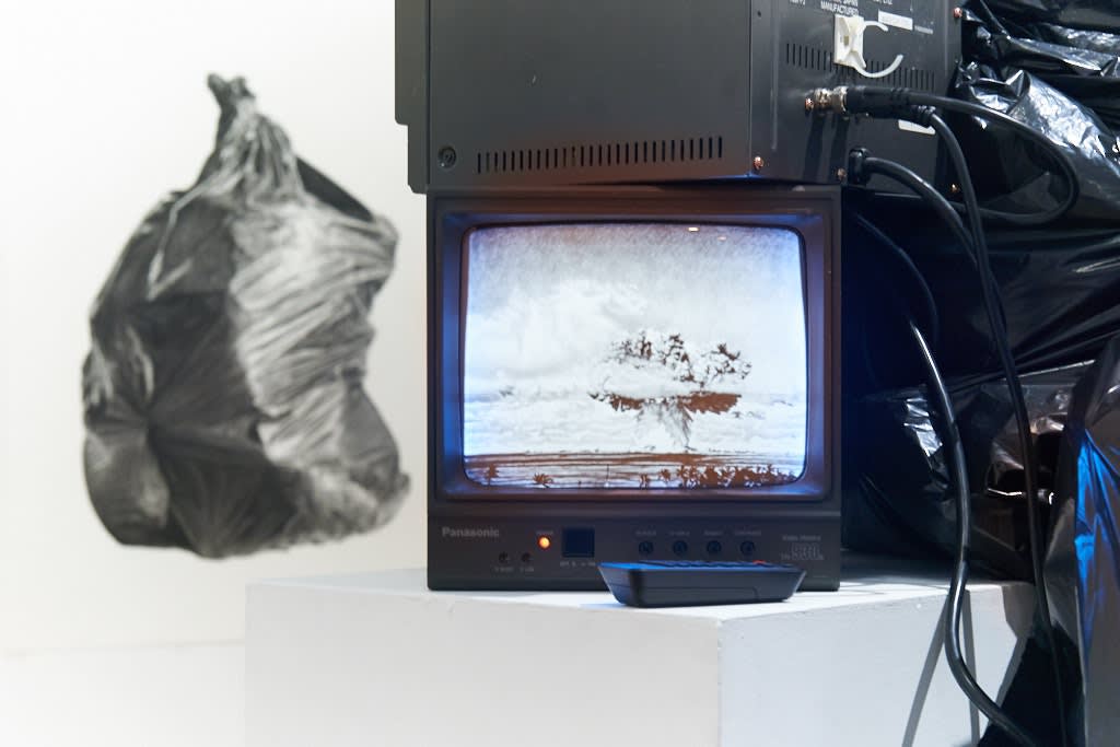 Installation image from Joel Daniel Phillips' "Hazards May Be Present II" at Hashimoto Contemporary SF