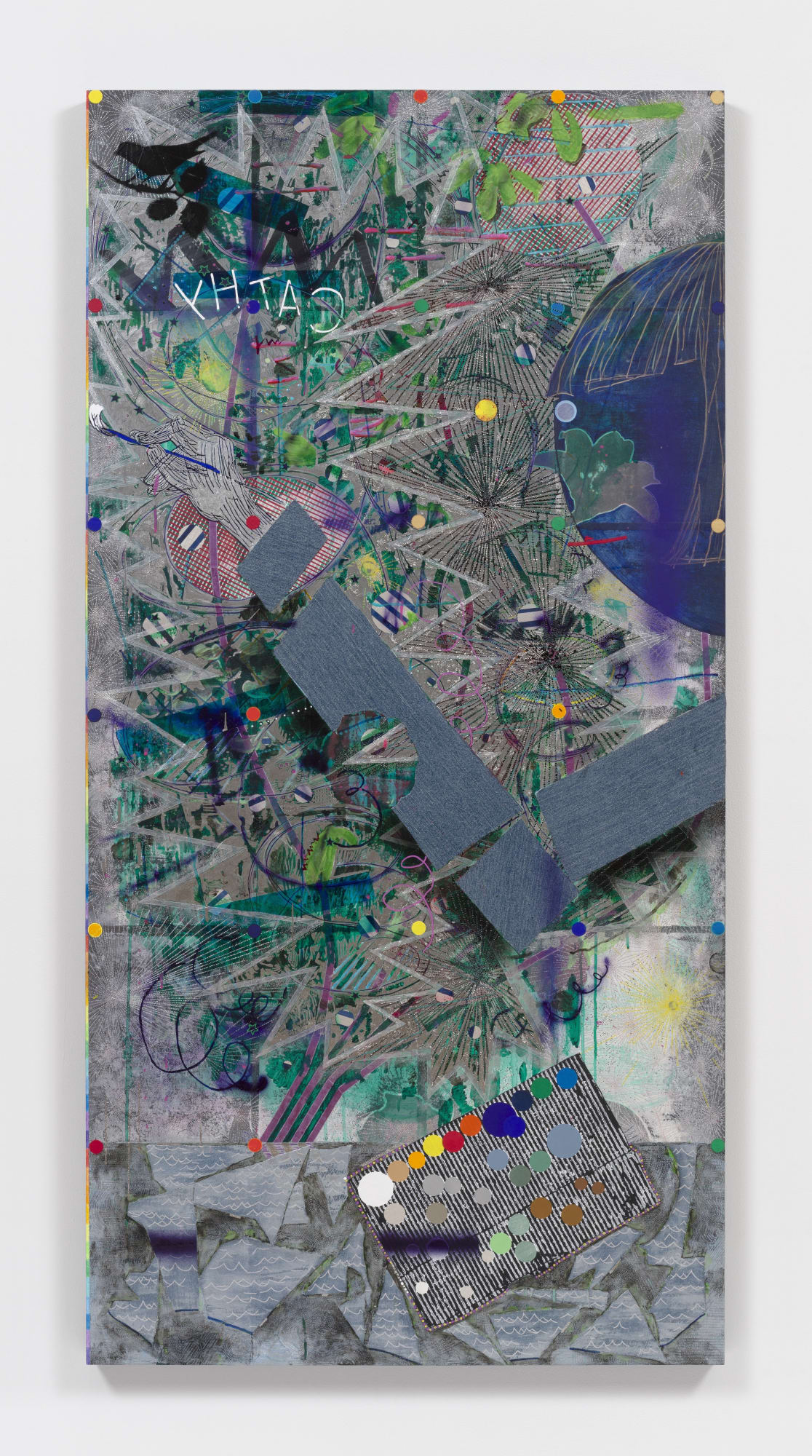 Chie Fueki Catherine, 2021 Acrylic and mixed media on mulberry paper on wood 72 x 36 inches 182.88 x 91.44 cm