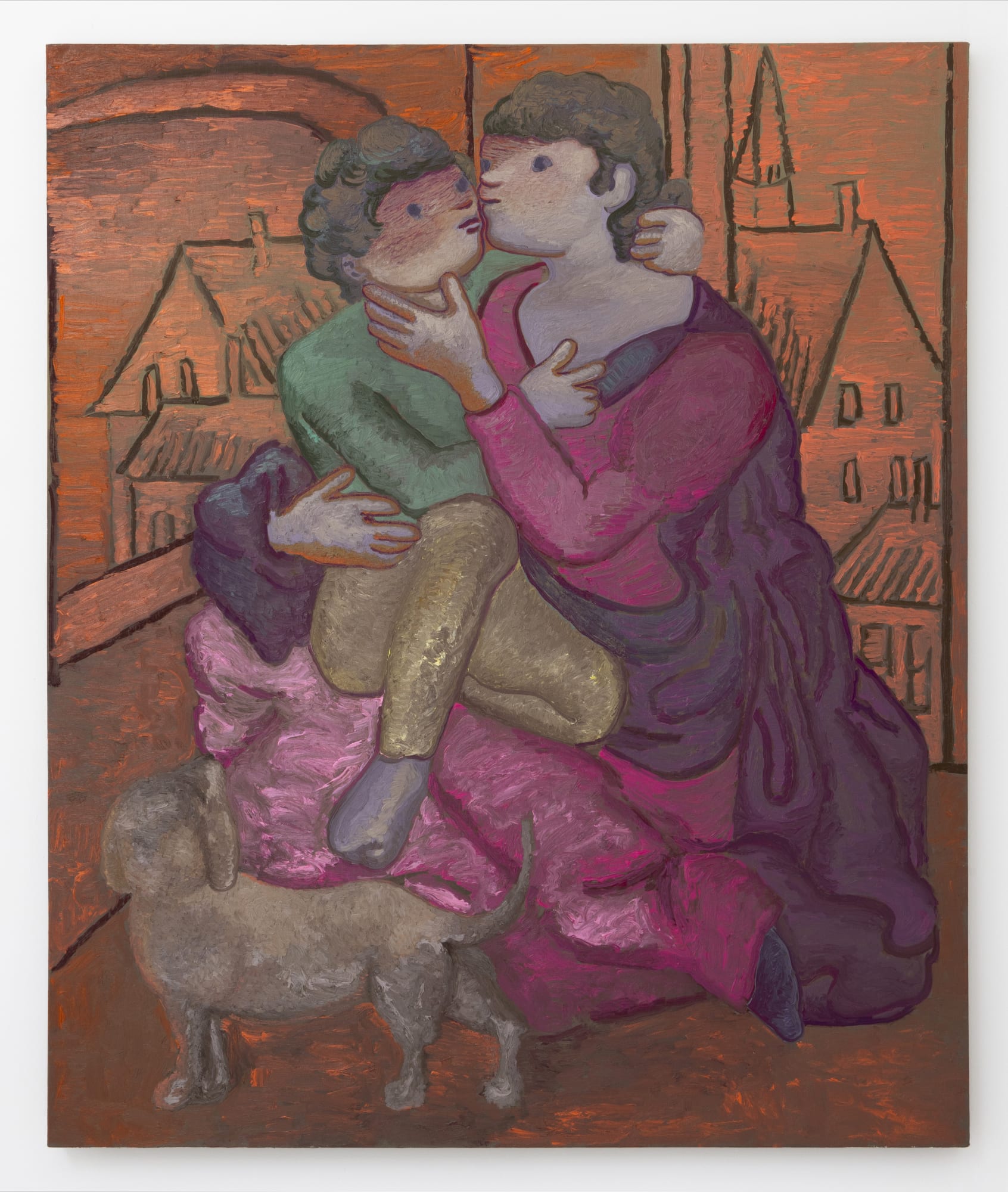 Delphine Hennelly Three Hearts, One on Her Sleeve, 2022 Oil on linen 72 x 60 inches 182.88 x 152.40 cm