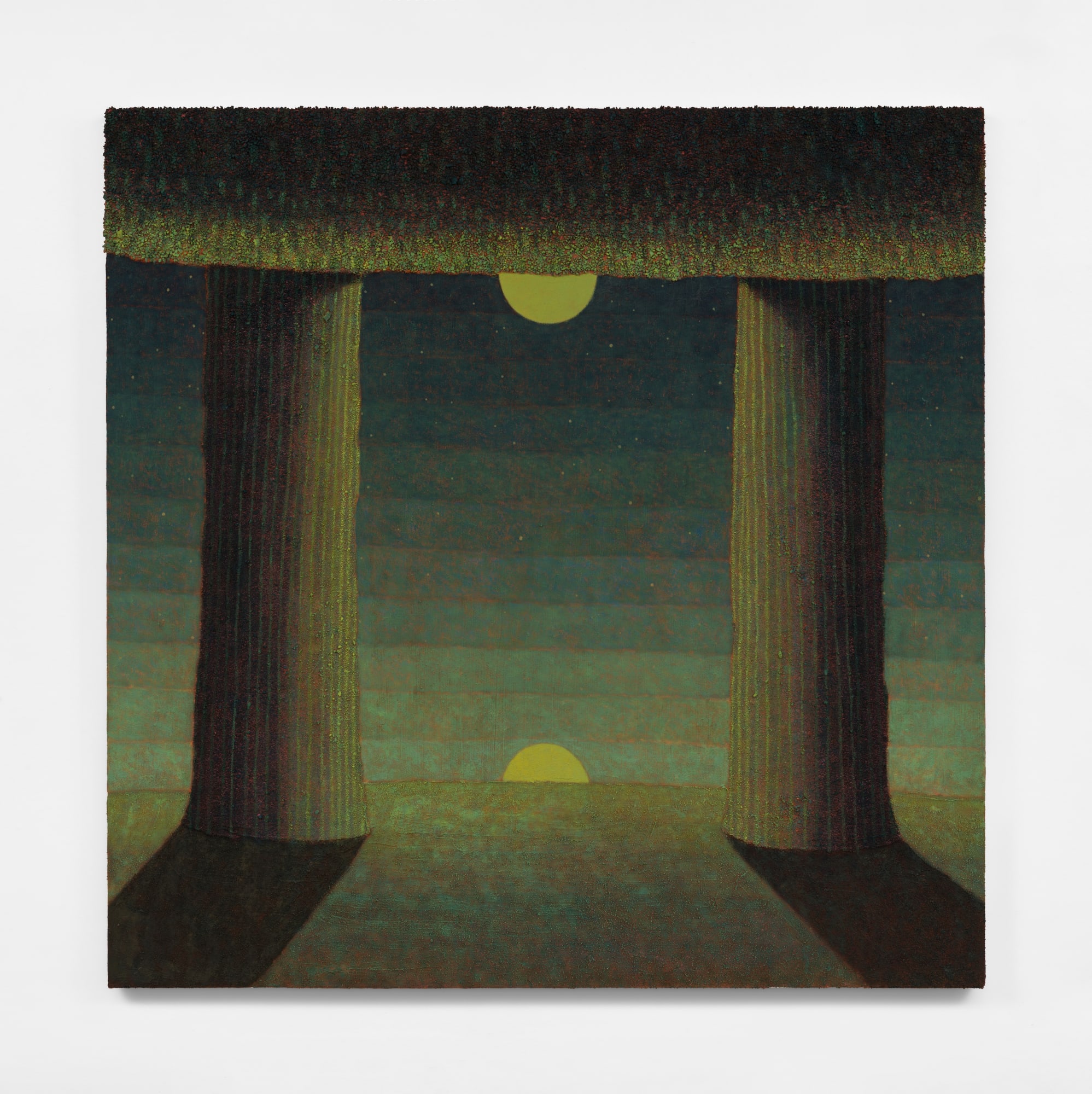 Jonathan Ryan Emerald Glow, 2025 Oil, sand, and decomposed granite on canvas 34 x 34 inches 86 x 86 cm