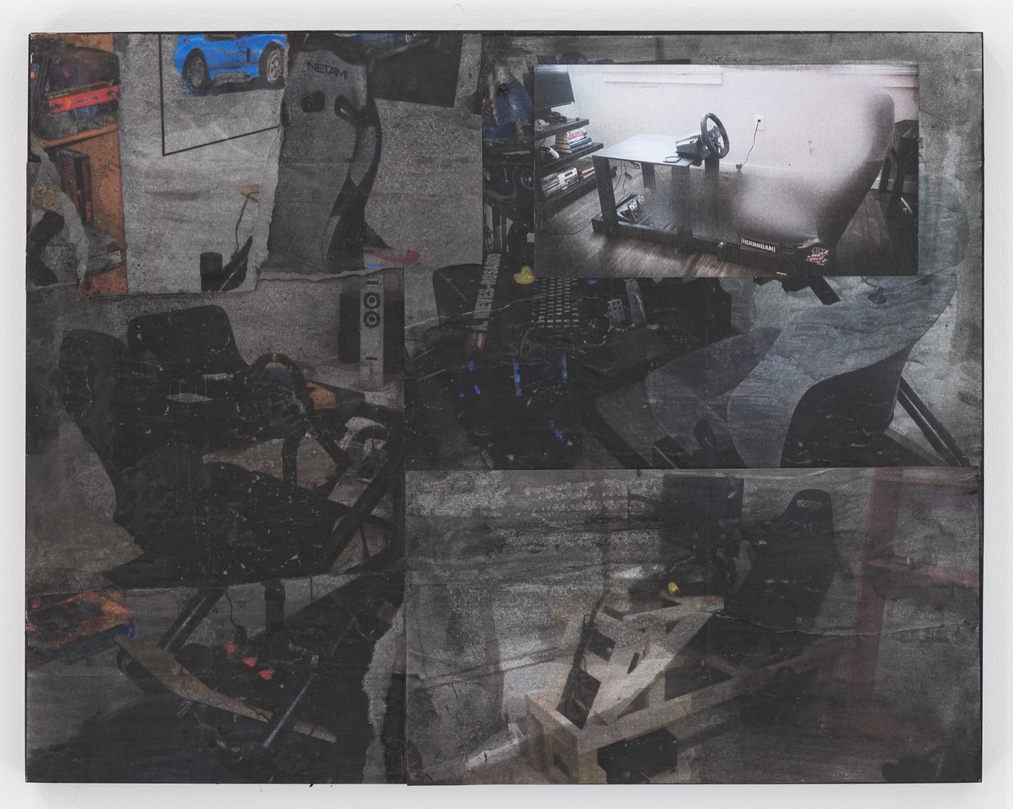 Kara Güt Rate my Rig (with Angel) 4, 2025 Collage and image transfer on pine board 11 x 14 x 3/4 inches 27 x 35 x 1 cm