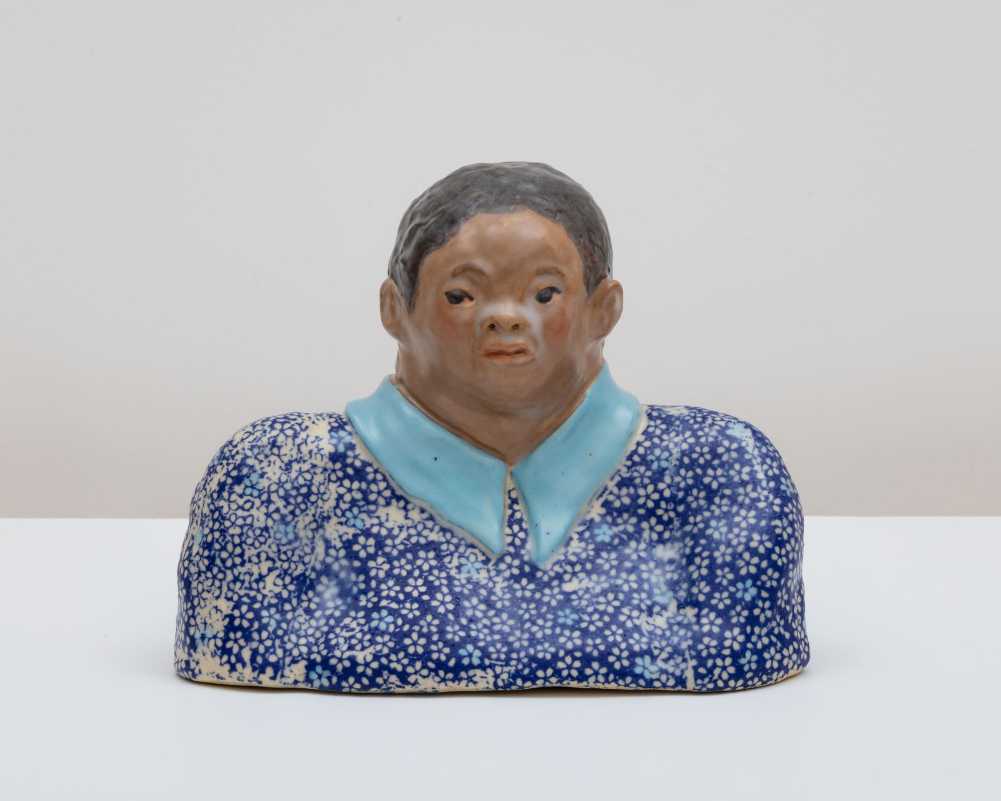 Hana Ward (b. 1989) Marie, 2025 Stoneware and ceramic decal 6 x 6 3/4 x 3 inches 15 x 17 x 7 cm HWA034