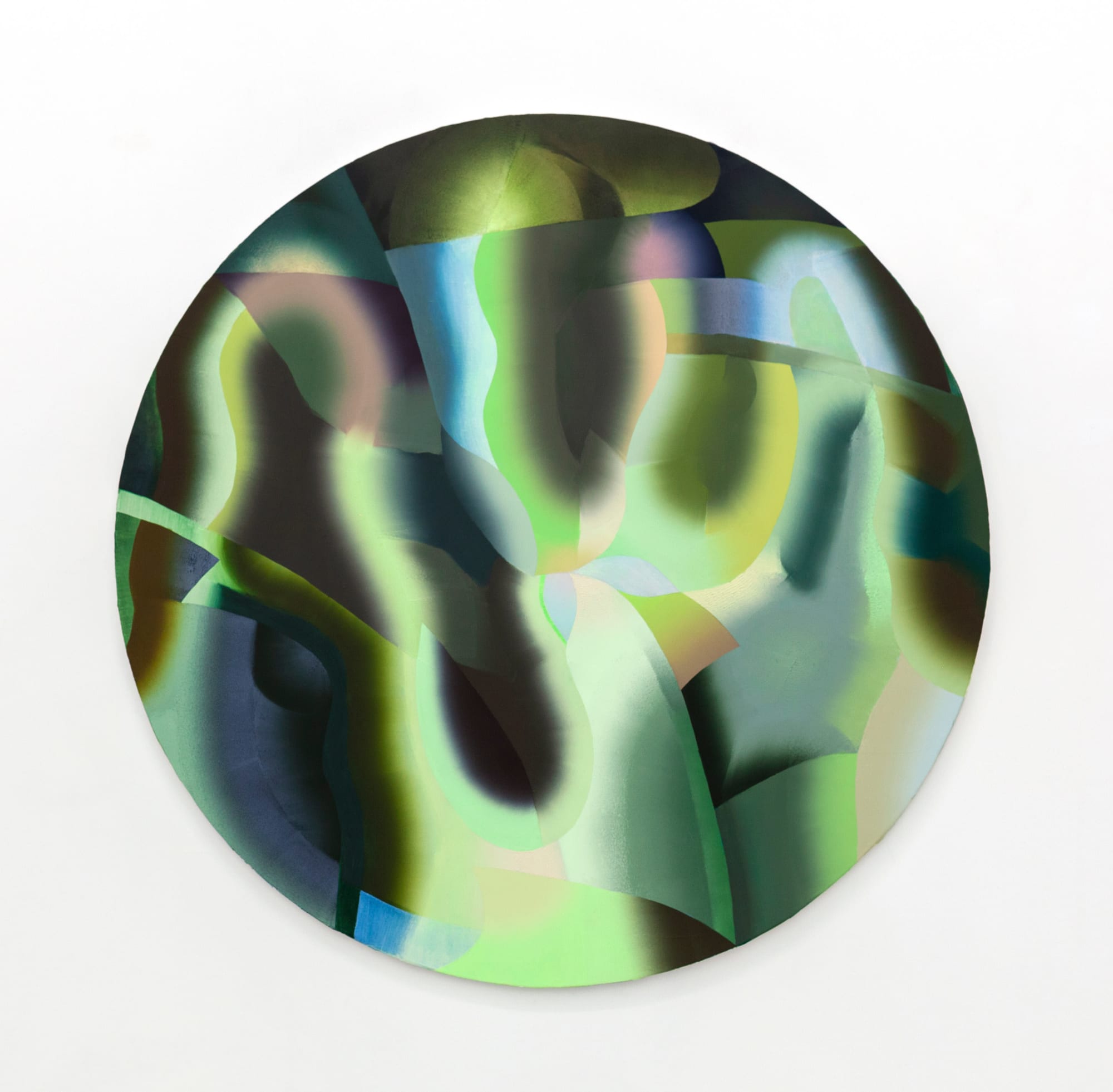 Charlotte Hallberg First Ephemeral, 2022 Oil on canvas mounted on panel 48 inches (diameter) 121.9 cm