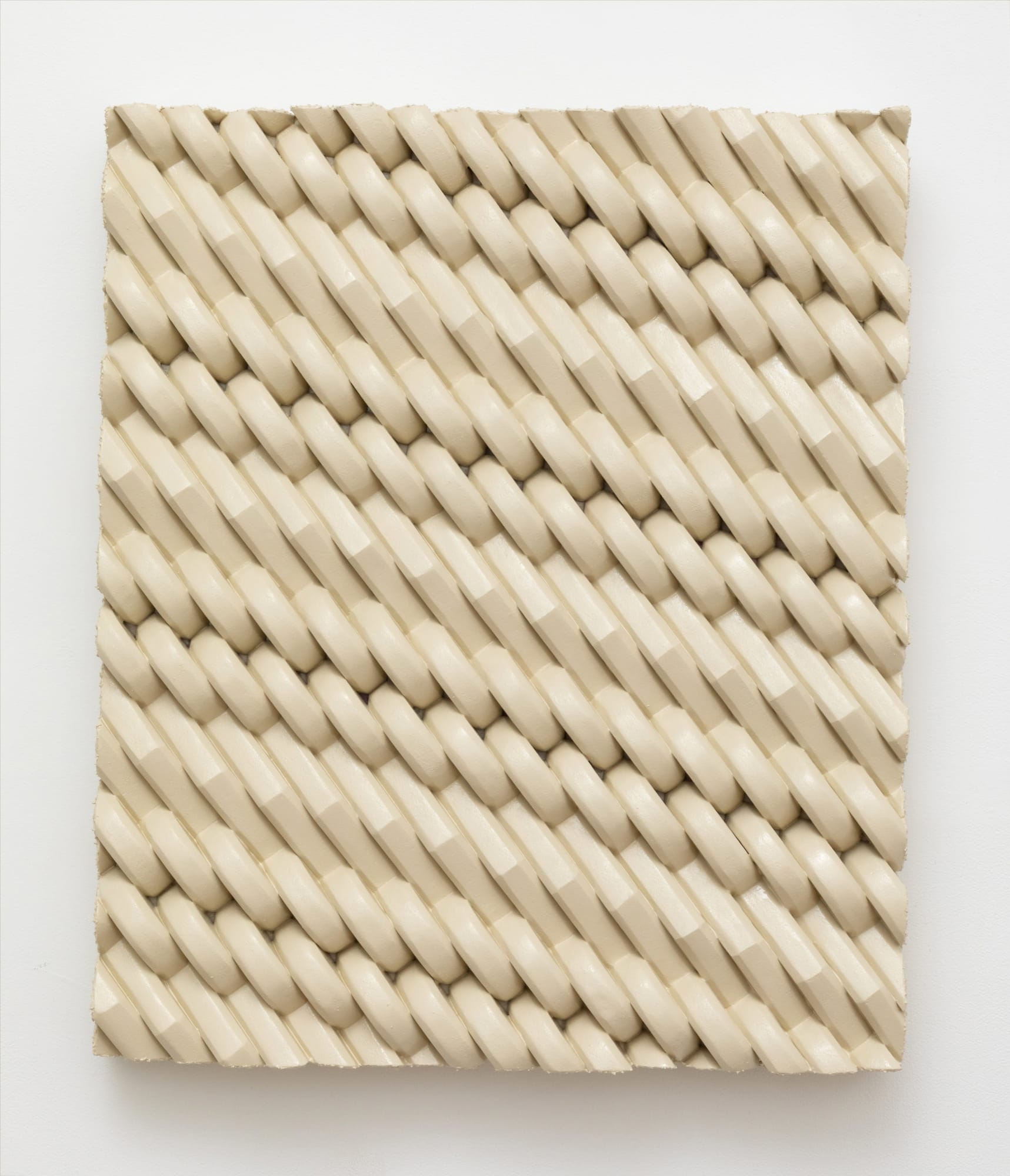 Amanda Mart&iacute;nez (b. 1988) Deletion, inversion, 2022 Hand carved polystyrene, enamel, shredded tire rubber, acrylic polymer on wood 26 x 22 x 4 inches 66 x 55.9 x 10.2 cm