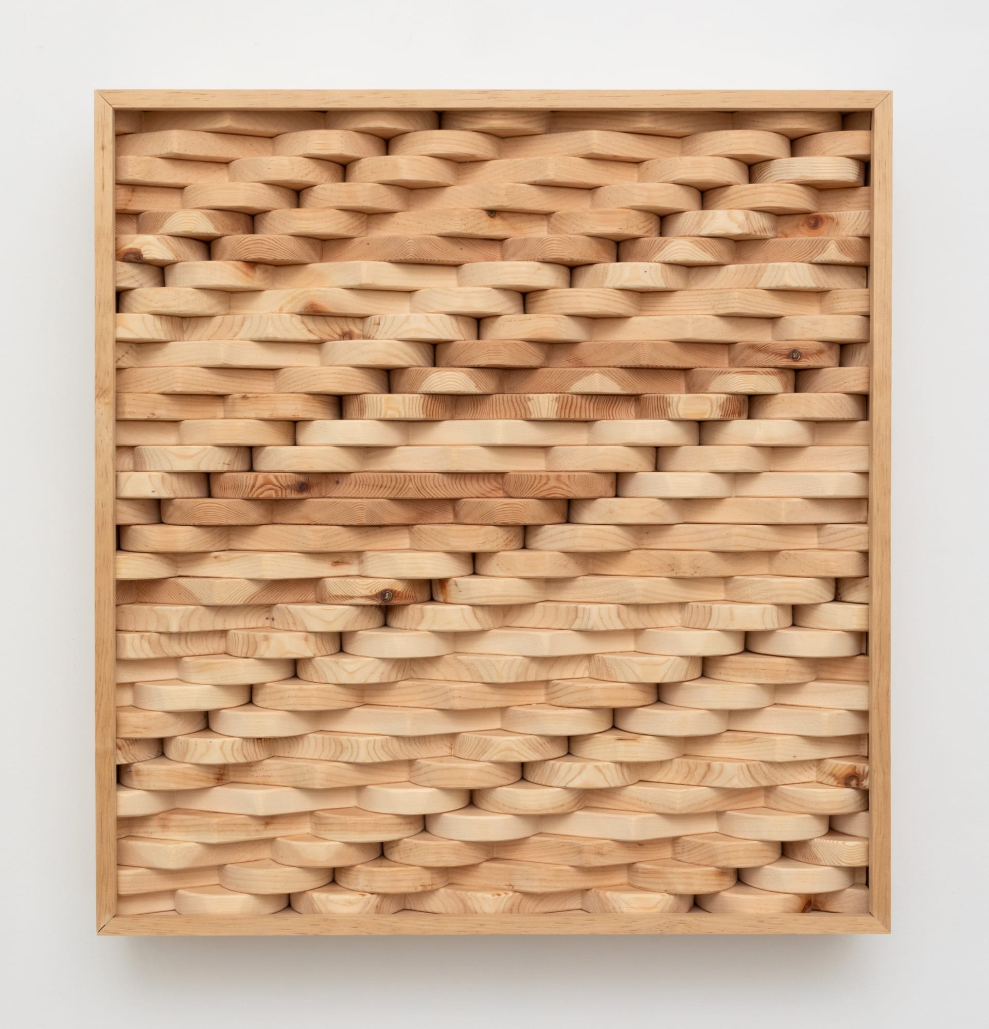 Amanda Mart&iacute;nez (b. 1988) Duplication, inversion, 2022 Hand carved pine in maple and birch artist's frame 24 x 22 3/4 x 3 7/8 inches 61 x 57.8 x 9.8 cm