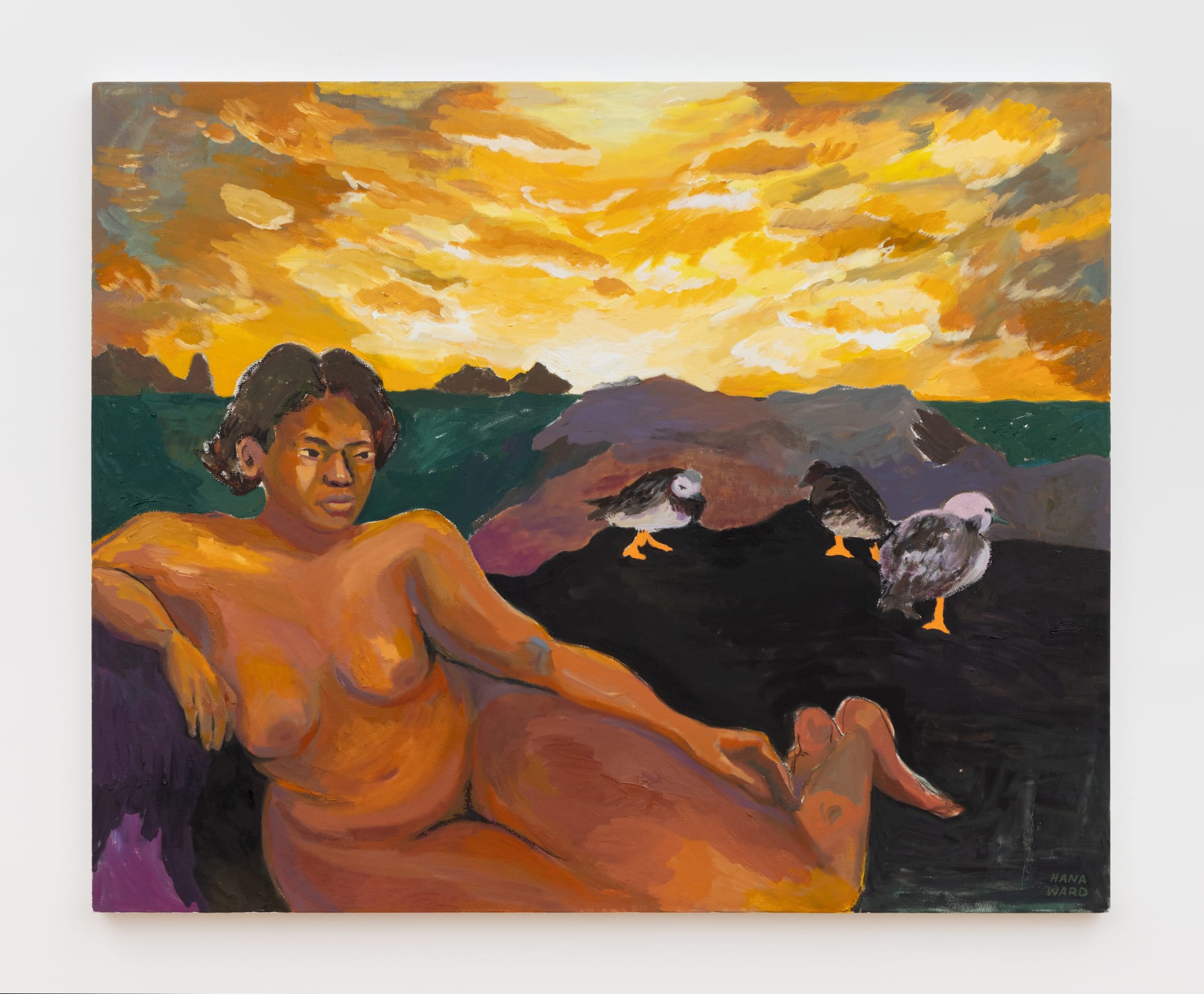 Hana Ward (b. 1989) Charting the inward sea, 2025 Oil and charcoal on canvas 44 x 54 x 3 inches 111 x 137 x 7 cm