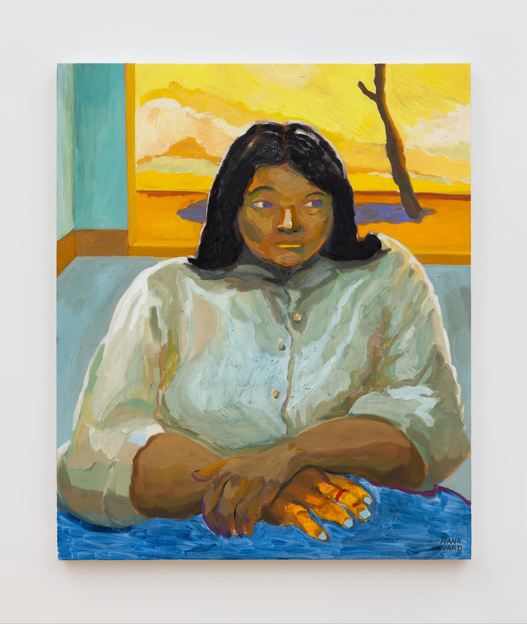 Hana Ward (b. 1989) I observe you, shaping "I", shaping "you", 2025 Oil on linen 36 x 30 x 3 inches 91 x 76 x 7 cm