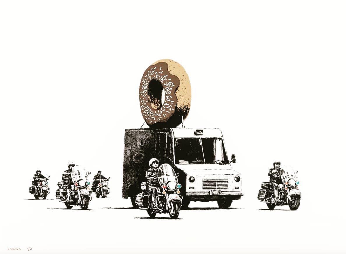 Banksy Donuts (Chocolate), 2009 Original screen print 56 × 76 cm Edition of 299 Signed
