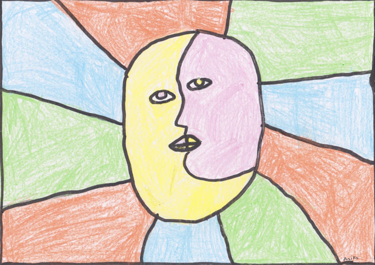 Anika Patil, aged 5. Inspired by Pablo Picasso.