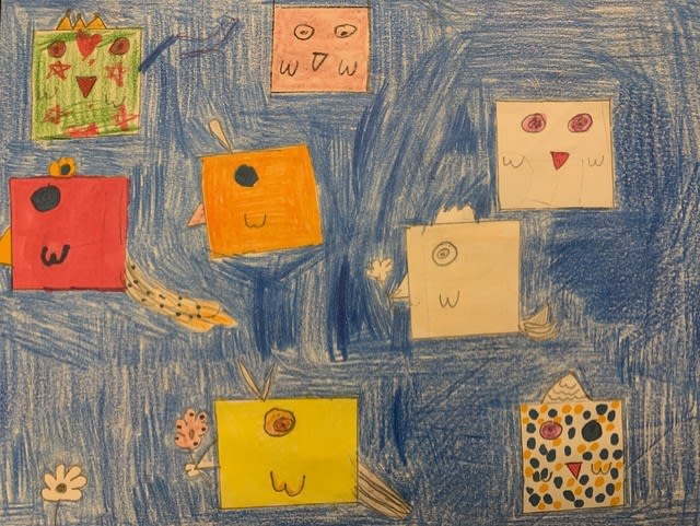Evie M, aged 8. Inspired by Joan Miro.