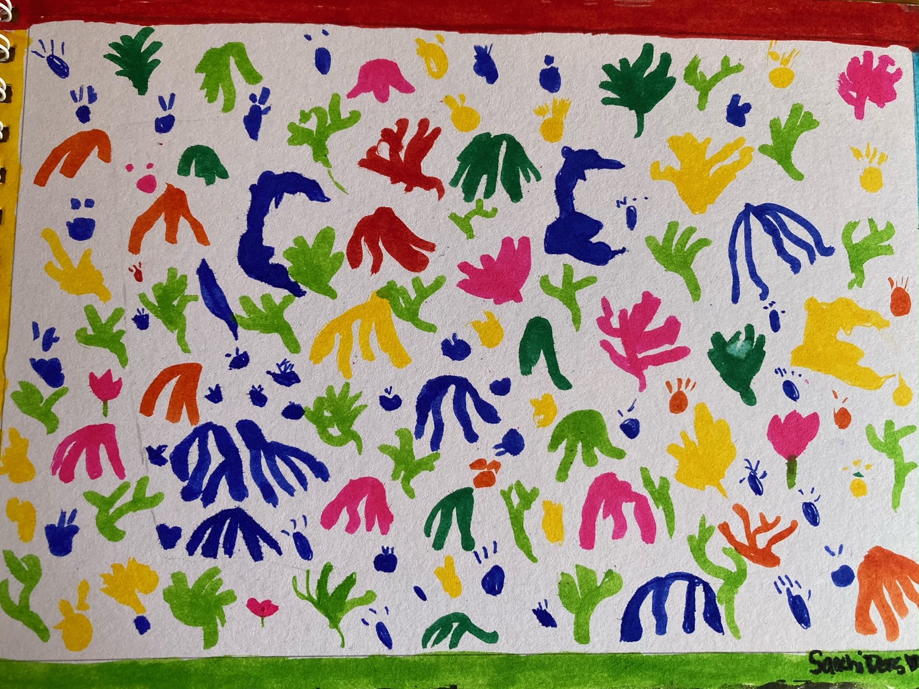 Saachi Das, aged 7. Inspired by Henri Matisse's La Perruche et la Siene, 1958.