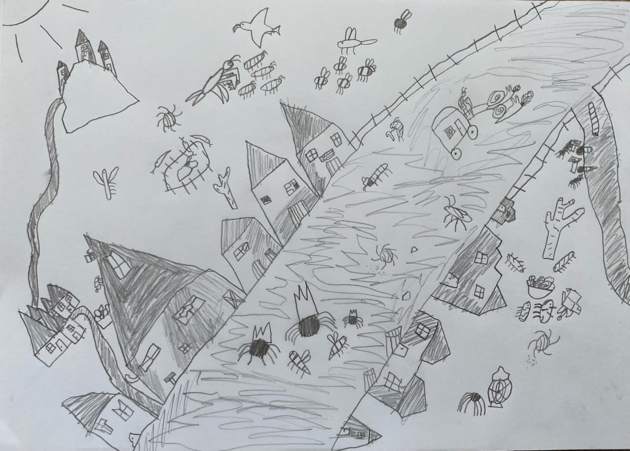 Mark Flint aged 7. Inspired by L.S. Lowry.