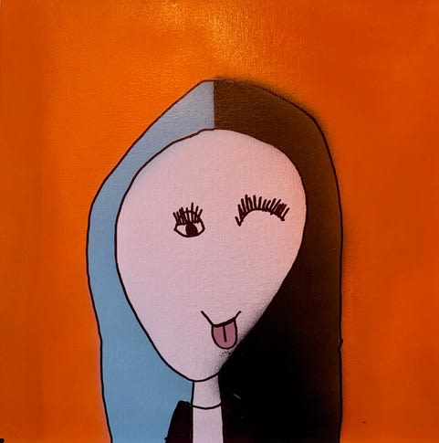 Tilly Thompson, aged 7. Painting inspired by: Stik - Holding Hands (Blue) 2020.