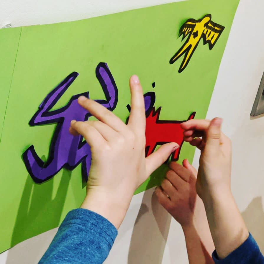 Dexter (aged 10) and Erin (aged 8). A snap-shot of their stop-motion video, inspired by Keith Haring.