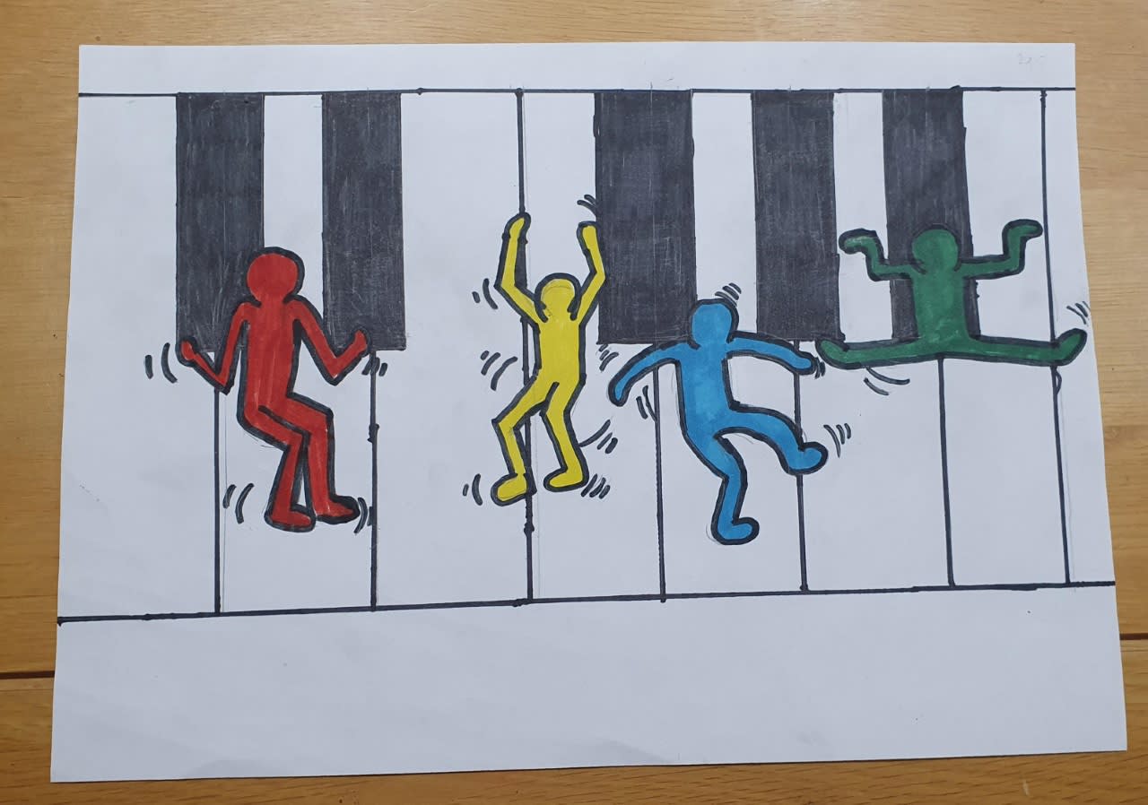 Iqra Abdul-Kahar, aged 10. Inspired by Keith Haring.