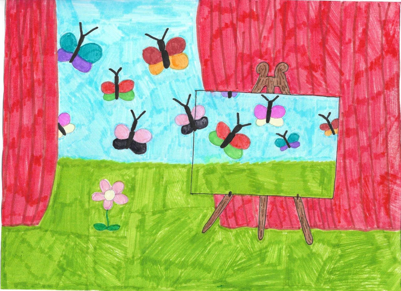 Katie Ward, aged 10. Inspired by Rene Magritte.