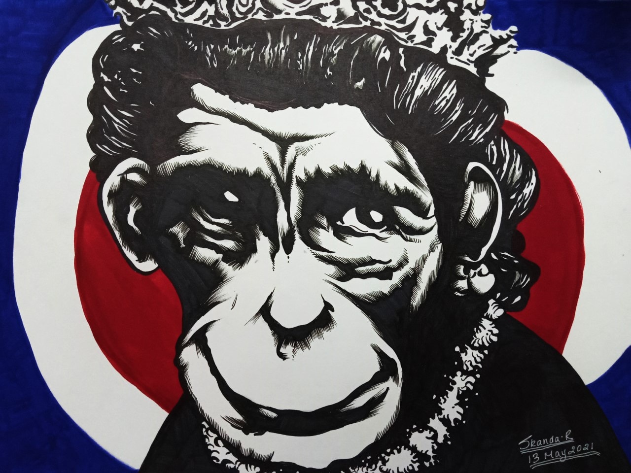 Skanda R, aged 13. Inspired by Banksy.