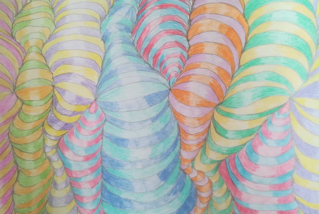 Samuel Debenham, age 8 'Shaded Shapes' Inspired by Bridget Riley's op art