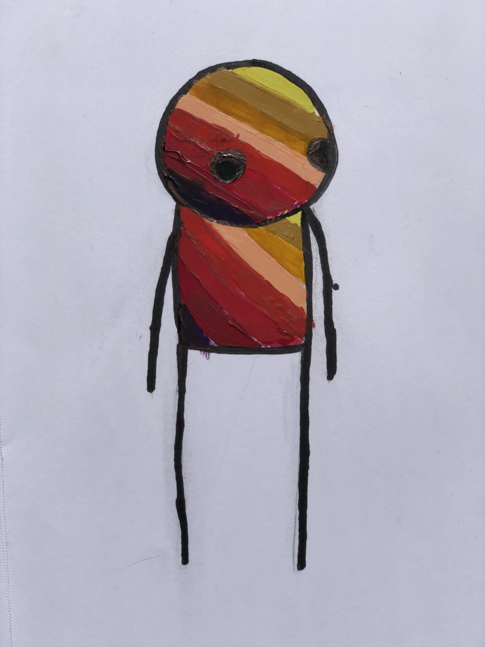 Rudy Dorman, age 9 The artworks that inspired Rudy were Stik’s ‘Standing Figures’ series, in a colour palette influenced by the ‘covid’ rainbow motif.