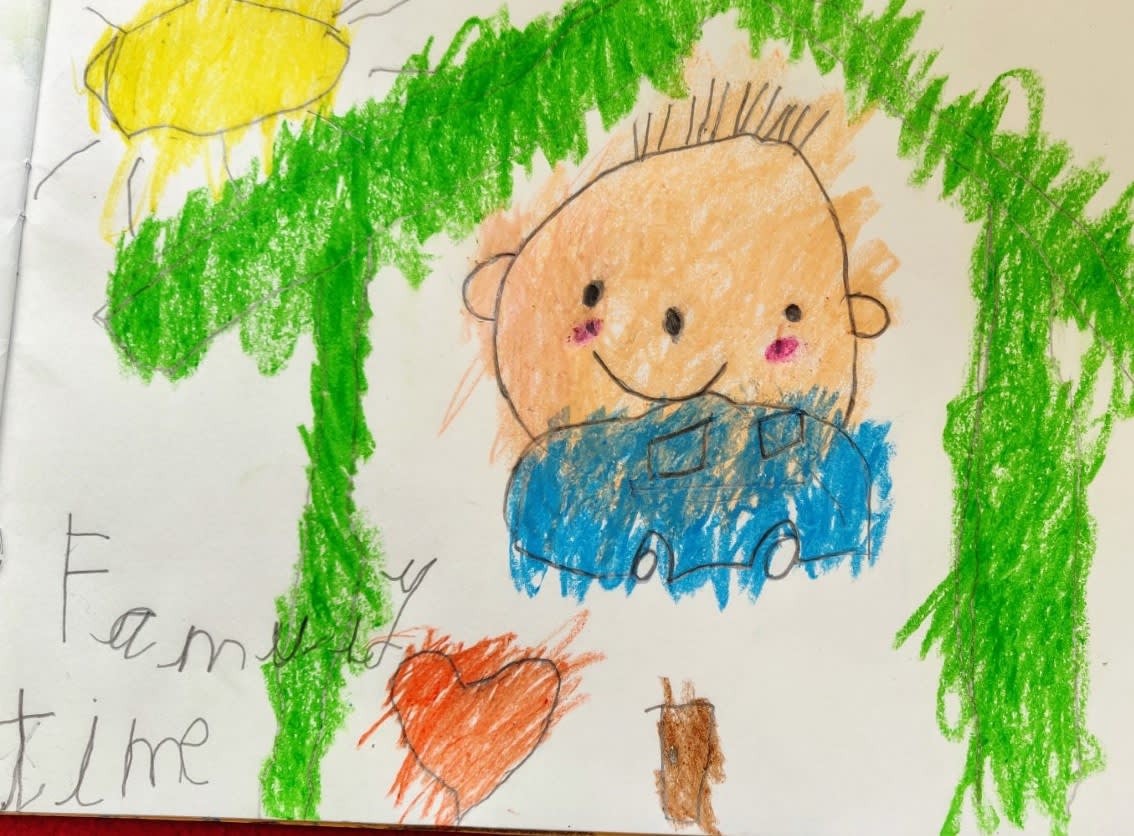 Dhanush B Arun, age 4.5 Inspired by Nikki Hare's colourful art, but creating his own keeping lockdown theme.