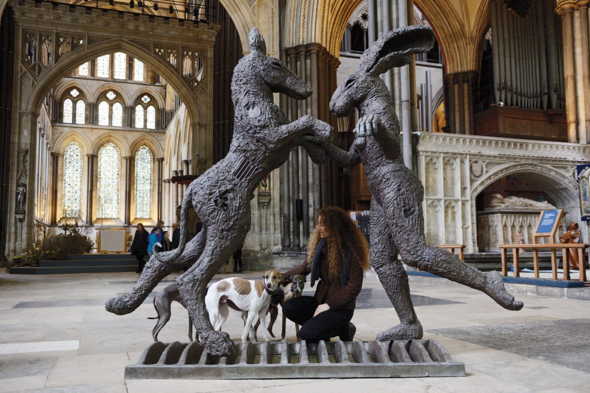 Pink Lady Dancing with Big Brown Dog, 2000, Bronze, edition of 9, 231 x 274 x 104cm