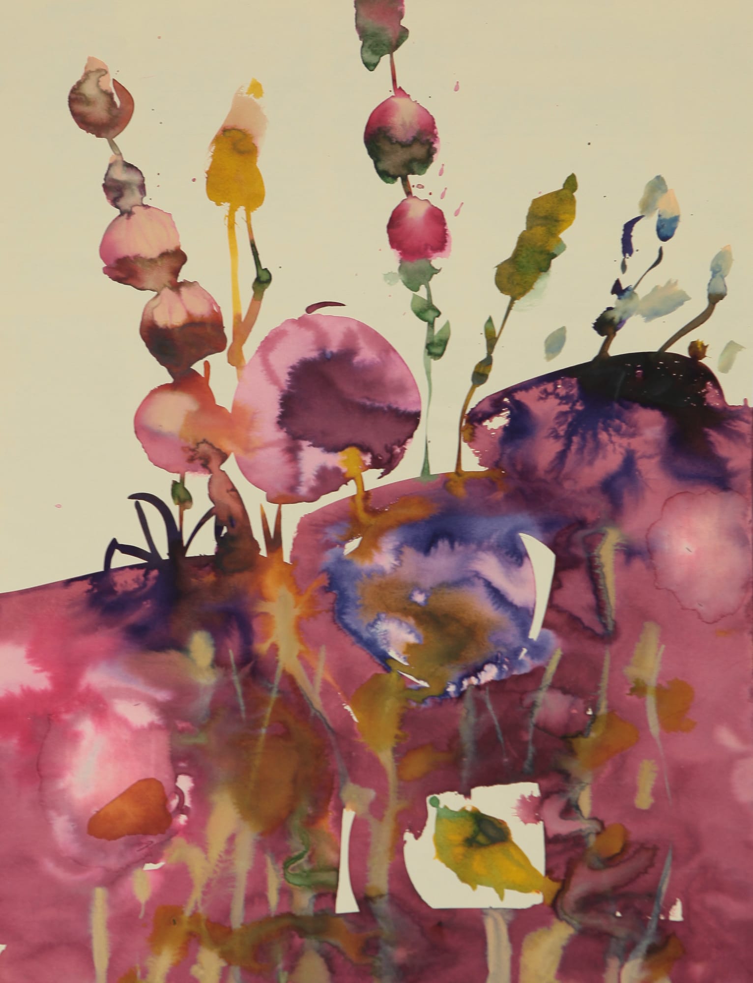 Hollyhocks I by Inge H. Schmidt