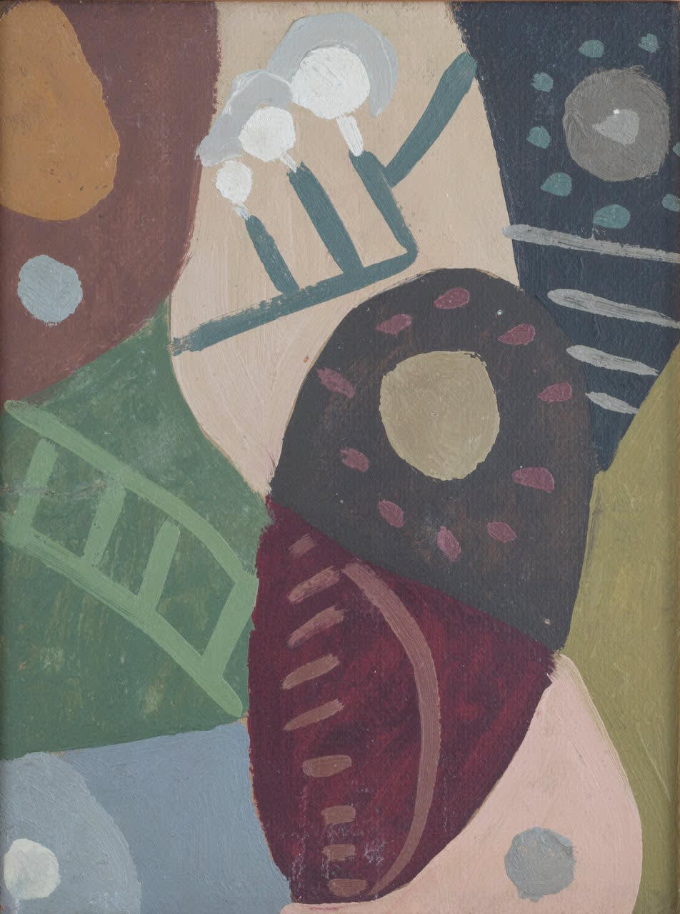 Esteban Lisa Composición c.1943 Oil on board 11 3/4 x 9 in (30 x 23 cm)