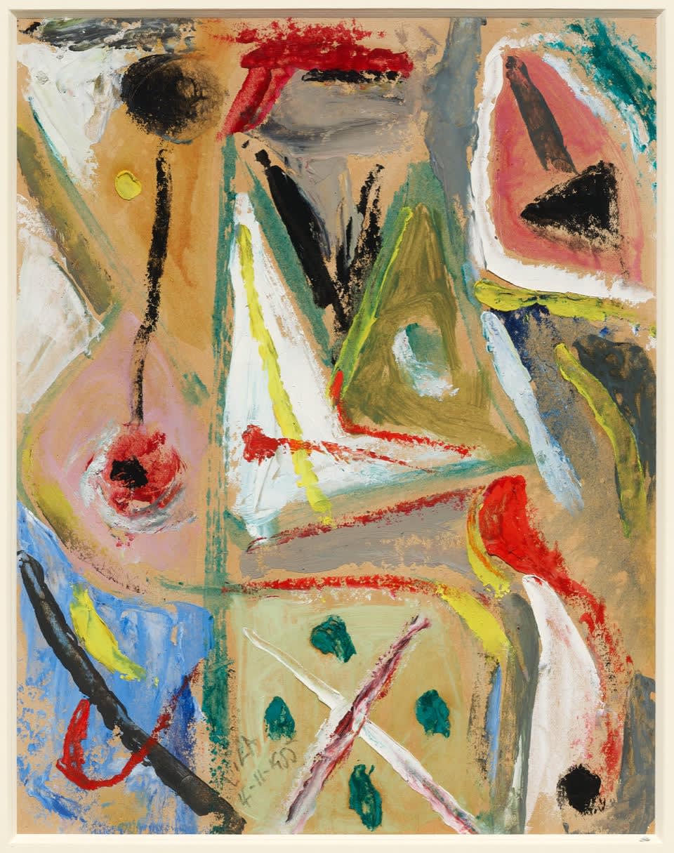 Esteban Lisa Juego con líneas y colores, 4-11-1955 Oil on thin card 11 3/8 x 9 (28.9 x 22.9 cm)