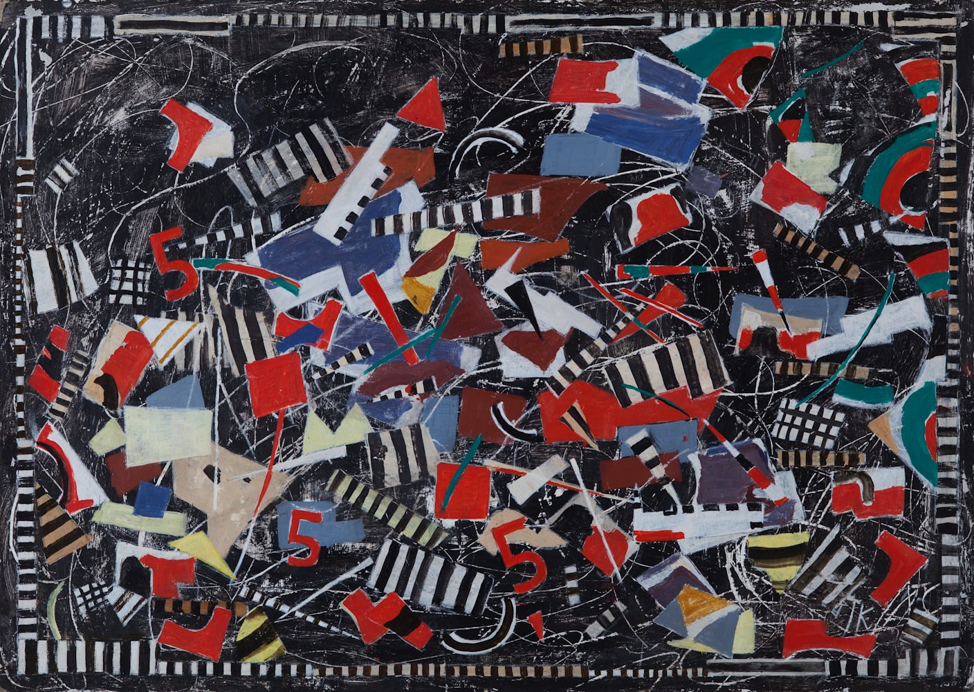 Ides Kihlen Composition 25 c. 1990 Collage and oil on board 19 3/4 x 27 1/2 in (50.2 x 69.8 cm)