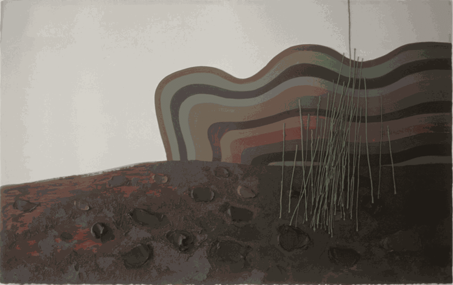 Initial Impulse: Green Lines, 1999, Acrylic on birch panel, 47 x 76 in